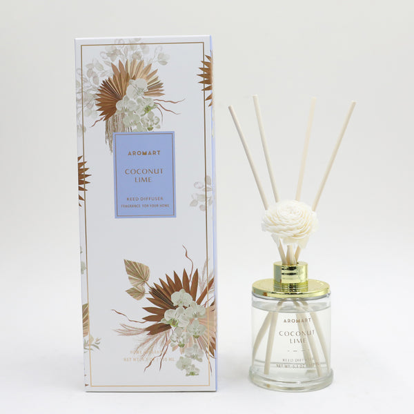 AROMART D7.2X9.7CMH 150ML GLASS DIFFUSER WITH PLASTIC LID