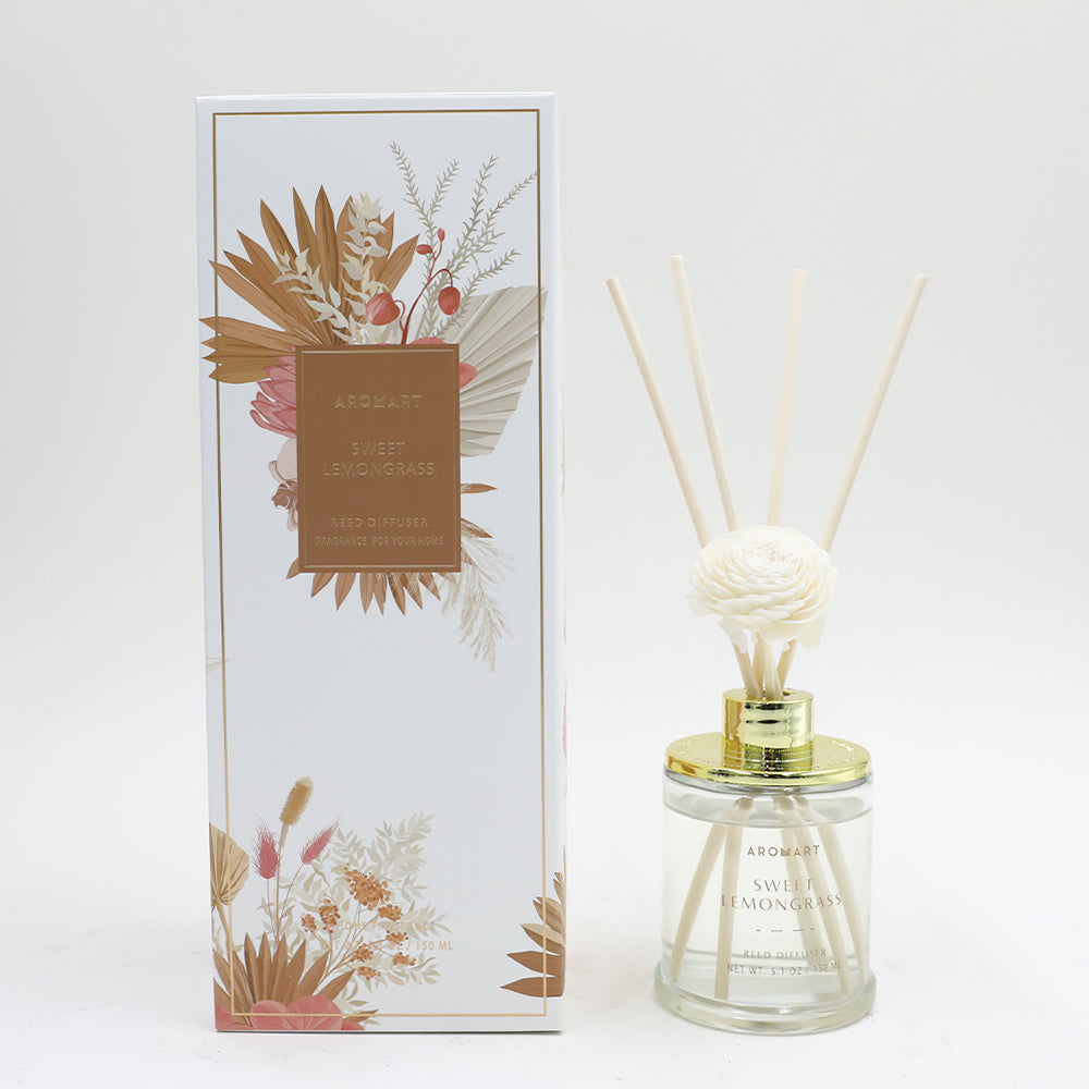 AROMART D7.2X9.7CMH 150ML GLASS DIFFUSER WITH PLASTIC LID
