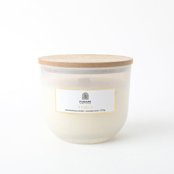 Fumare 370G Soy Wax Glass candle Jar With Wood Wick