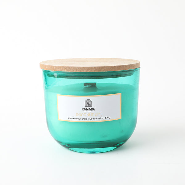 Fumare 370G Soy Wax Glass candle Jar With Wood Wick