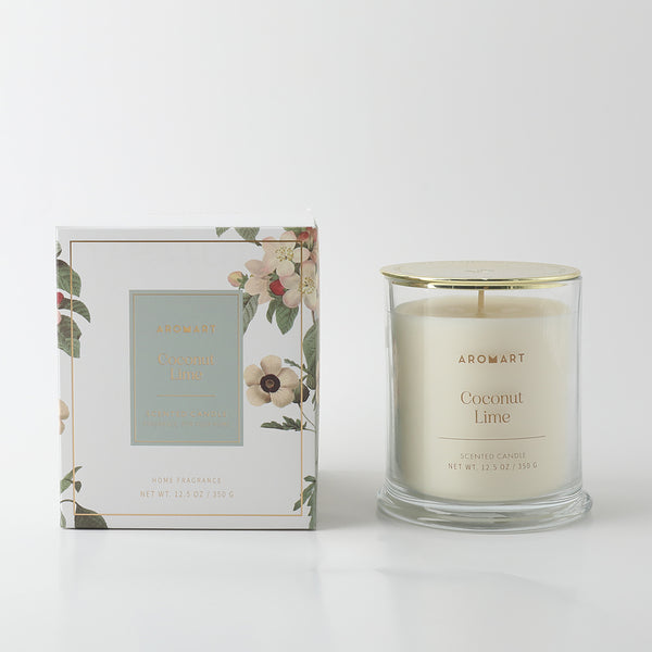 AROMART D9.7X10.7CMH SCENTED GLASS CLASS CANDLE WITH PLASTIC LID
