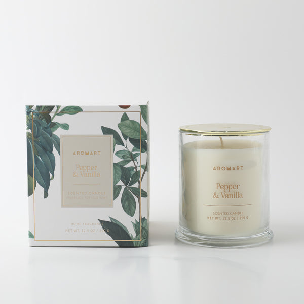 AROMART D9.7X10.7CMH SCENTED GLASS CLASS CANDLE WITH PLASTIC LID