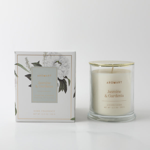 AROMART D9.7X10.7CMH SCENTED GLASS CLASS CANDLE WITH PLASTIC LID