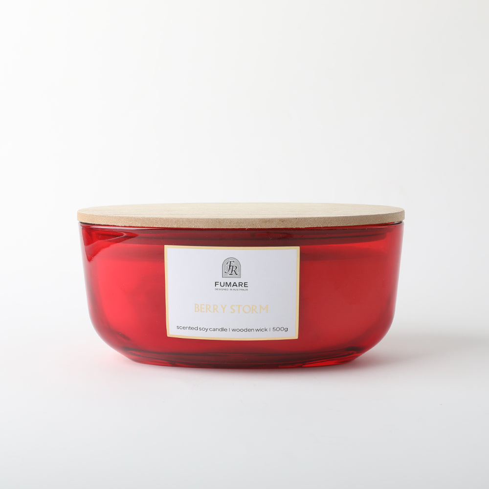 Fumare 500G Soy Wax Glass candle Jar With Wood Wick