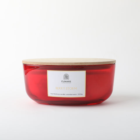 Fumare 500G Soy Wax Glass candle Jar With Wood Wick