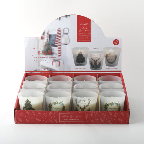 Christmas Deco AROMART Scented Frosted Candle Jar Gift Package 12 Candles