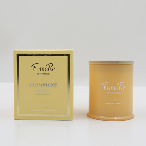 FUMARE 350G 60% SOY WAX SCENTED GLASS CANDLE WITH NATURE BAMBOO LID