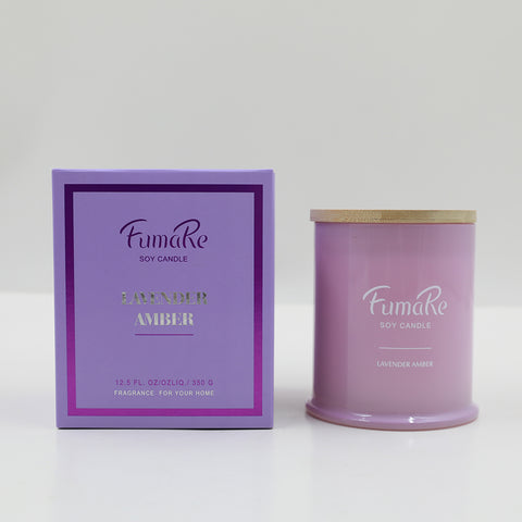 FUMARE 350G 60% SOY WAX SCENTED GLASS CANDLE WITH NATURE BAMBOO LID