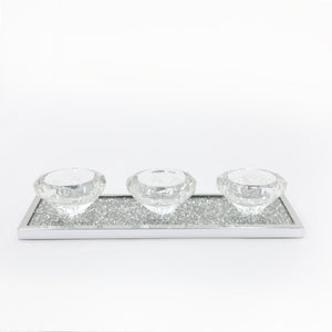 Set 3 D6.9cm X 3cm Crystal Glass Dinner Candle Holder