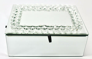 Luxury 20cm x 8cm x 15cm Mirror Jewellery Box with Crystal Beans